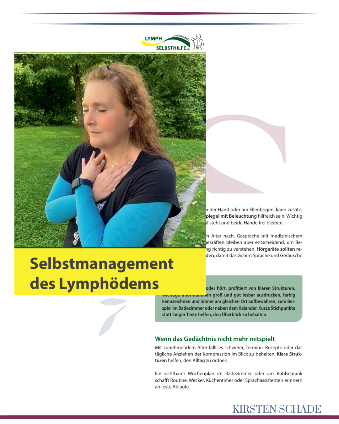 Selbstmanagement des Lymphödems - Auszug aus einem Artikel